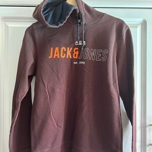 Jack & Jones Burgundy Hoodie with Orange Logo